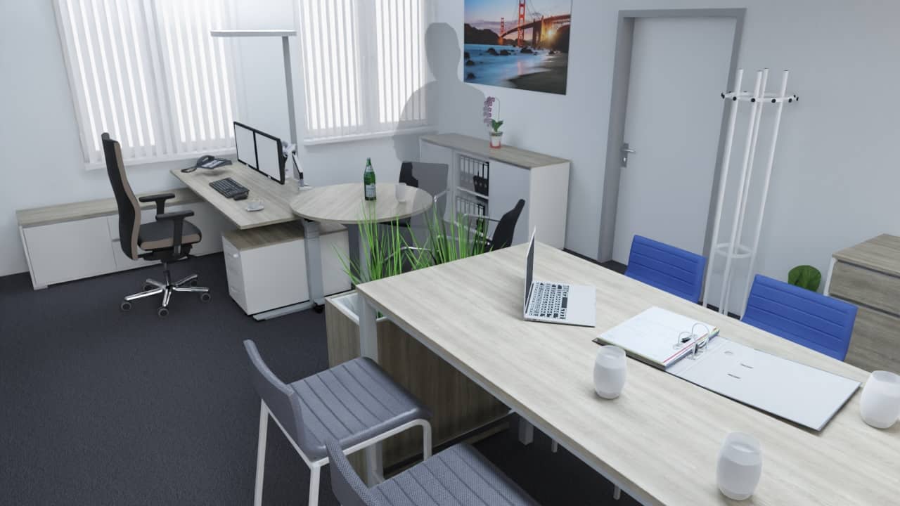 Büromöbel und Einrichtung Einzelbüro mit Besprechungsecke - Ansicht 2
