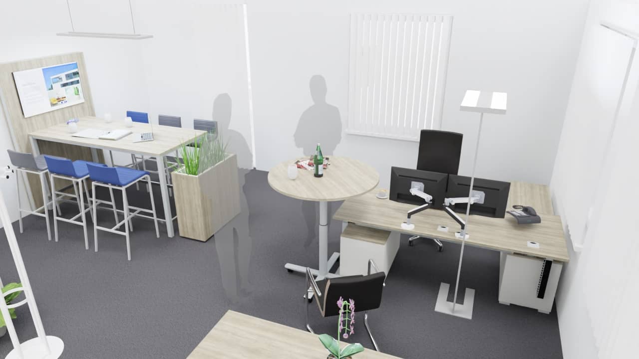 Büromöbel und Einrichtung Einzelbüro mit Besprechungsecke - Ansicht 3