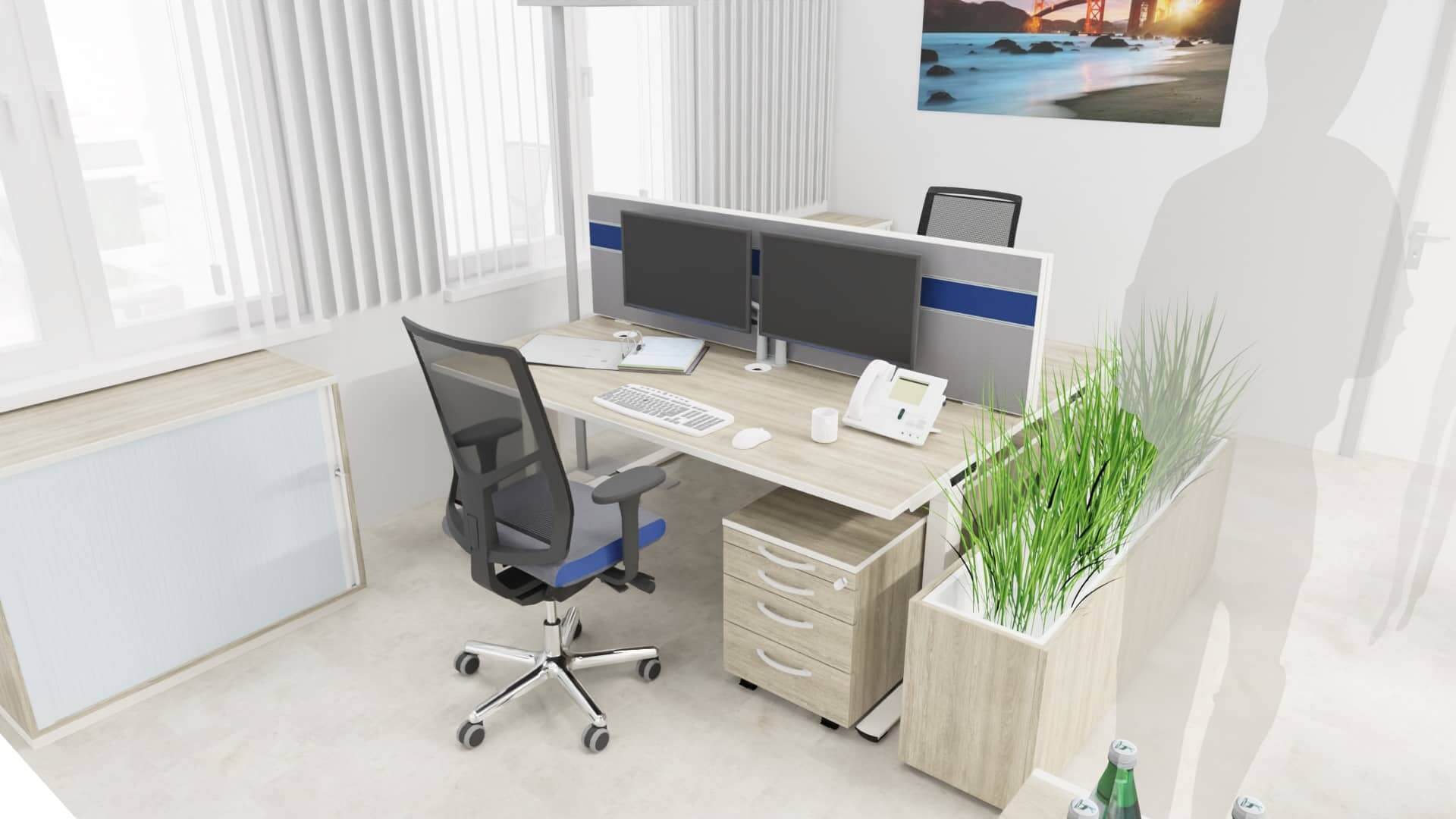 Büromöbel und Büroeinrichtung Großraumbüro mit Empfang - 6 Plätze - Ansicht 2